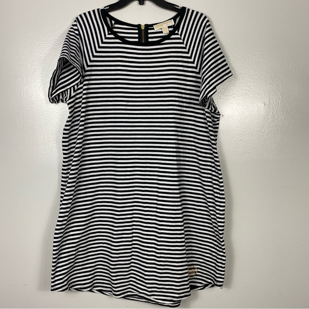 Michael Michael Kors black & white striped tee shirt dress